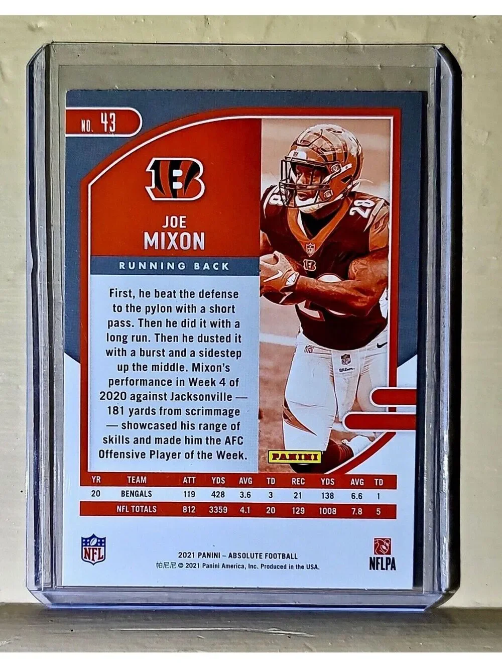 Joe Mixon 2021 Panini NFL Absolute Football #43 Card